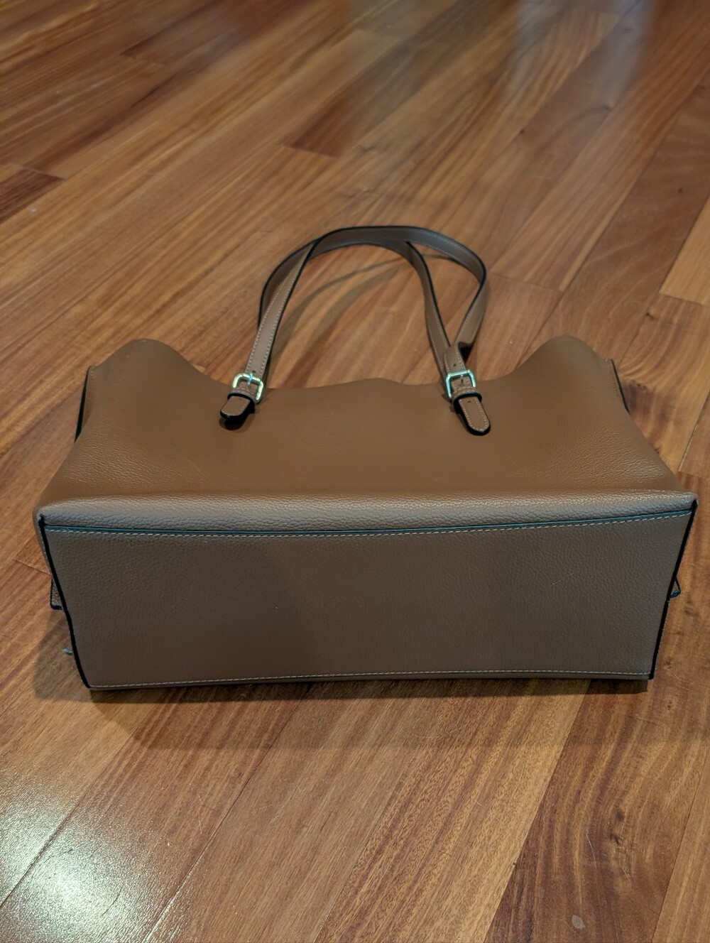 Coach Brown Pebbled Leather Tote with Gold Logo - Picture 5 of 7